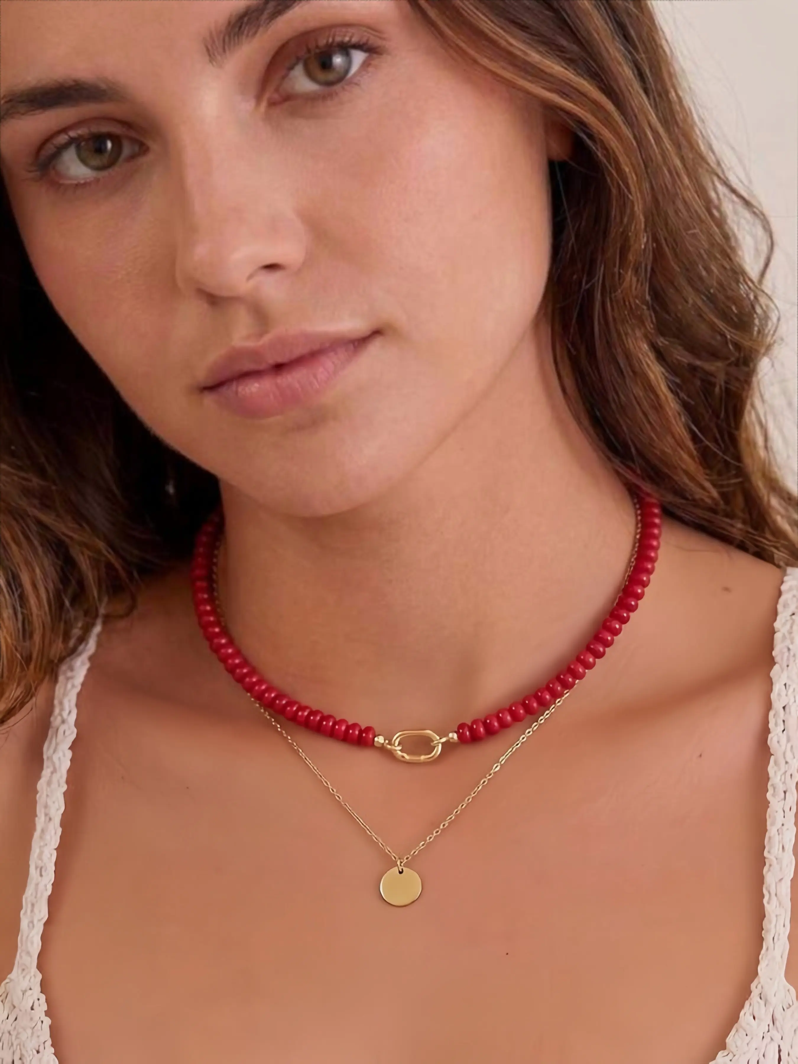 Women's Bohemian Style Beaded Necklace, Colorful Handmade Jewelry, Summer Beach Accessory, Imitation Natural Stone Pendant Ax005