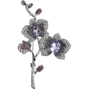 Flower Brooch Pins for Women,Purple Butterfly Orchid Crystal Brooch Bridal Wedding Party Lapel Pin Elegant Corsage Bouquet Jewelry Accessory: Clothing, Shoes & Jewelry