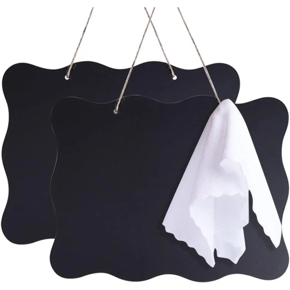 Chalkboards 10x14 Inch Double Sided Erasable Chalkboard Signs Message Board with  String and Cleaning Cloth, 2 Pack