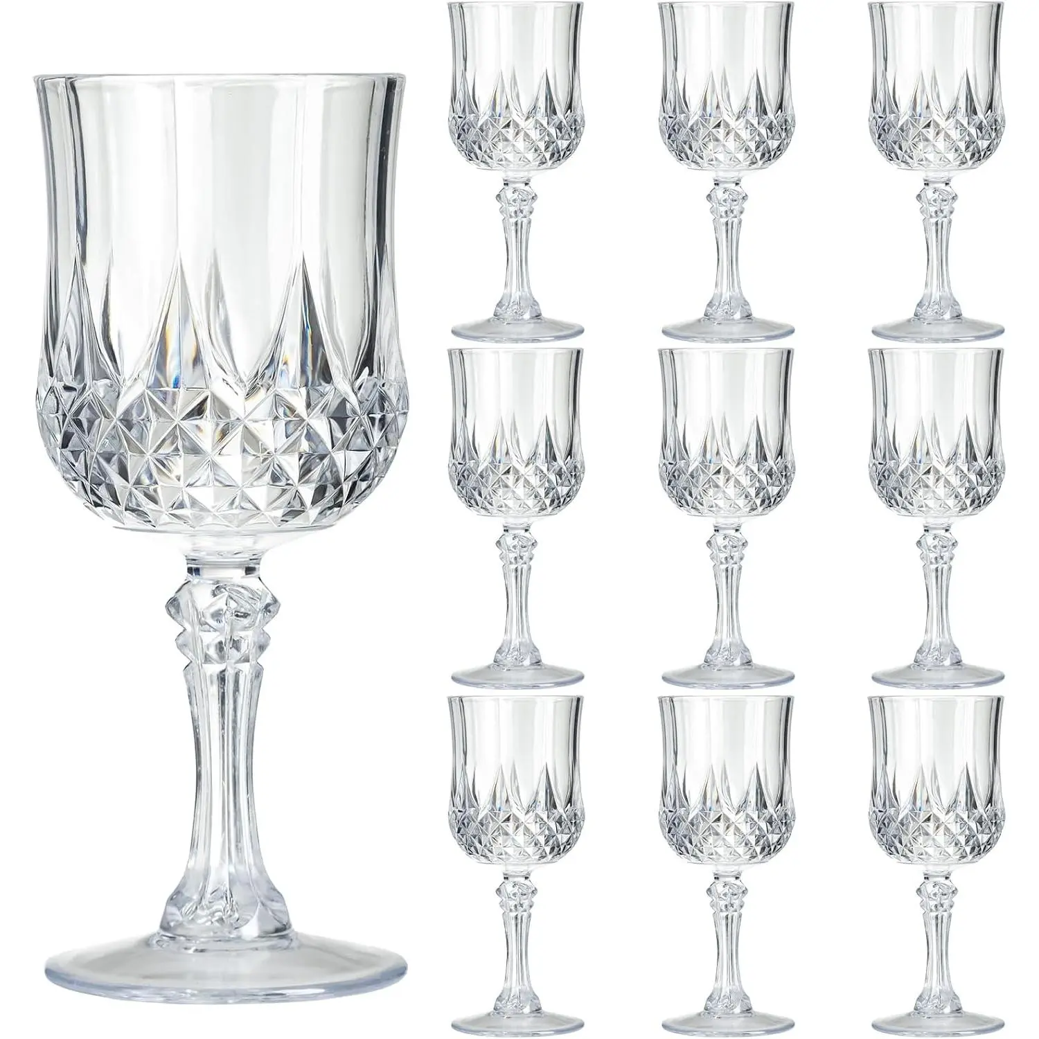 7OZ Plastic  Glasses, 10 count Clear  Drinking Cups  Champagne Flutes, Plastic  Water Goblets for Parties Stemmed Shatterproof Drinking Glasses for Wedding, Toasting Party