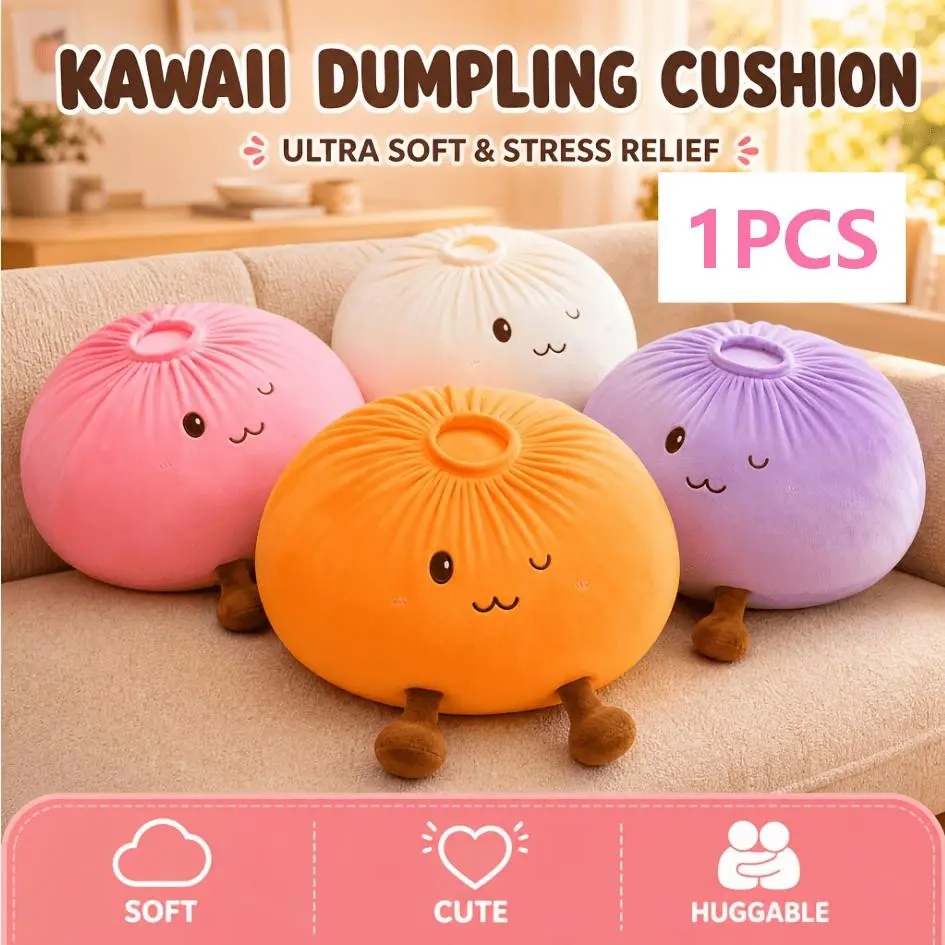 Adorable Baozi Pillow, Soft Bun Shape with Smiley Face, Ideal for Bed, Sofa, Office Naps, Anime Style Bedroom Decor, Plush Texture, Cute Lovers' Choice