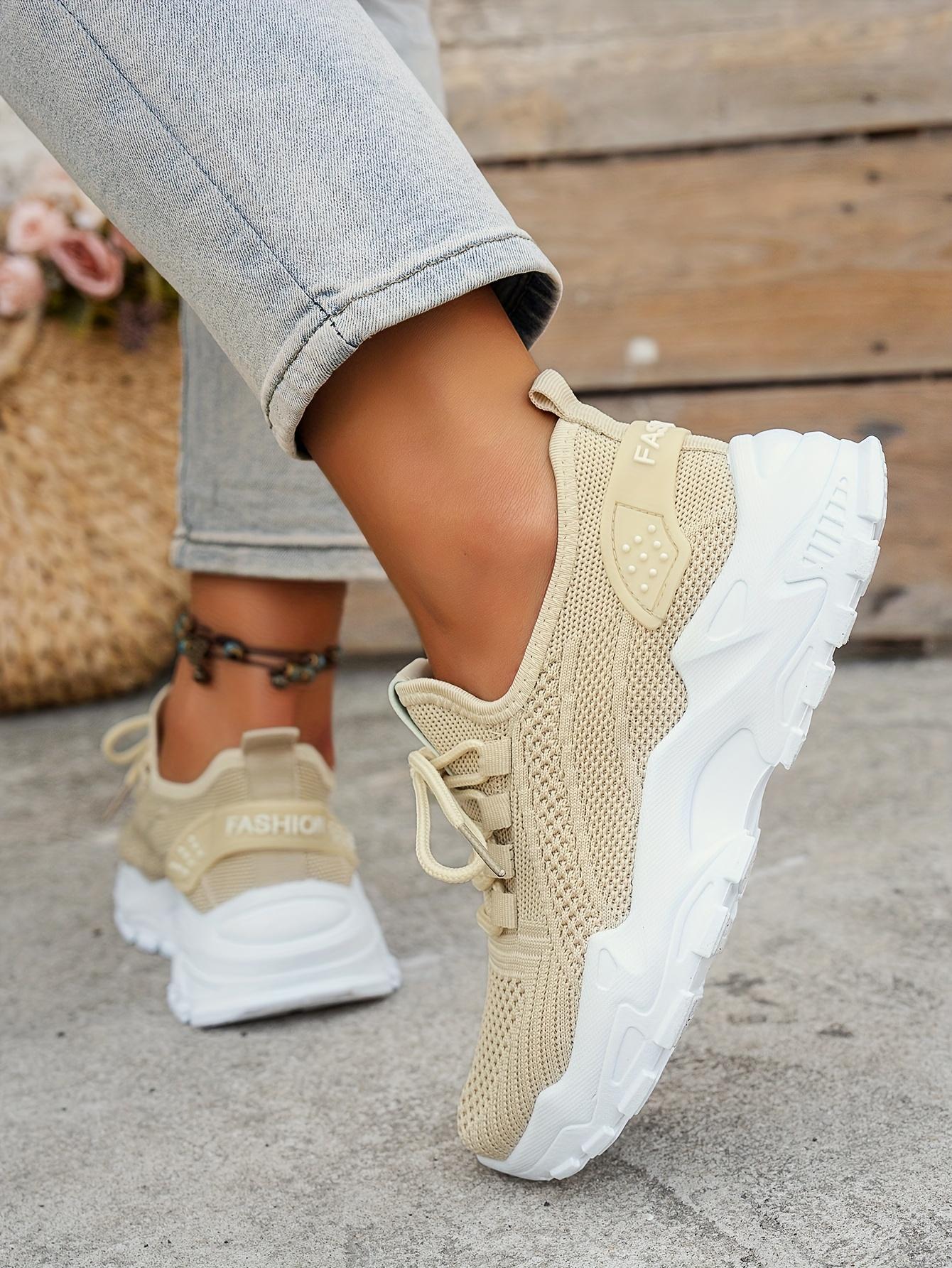 Ladies' Breathable Shoes - Stylish, Comfortable, Low-Top Tennis Shoes with Thick Soles Casual Outdoor Wear