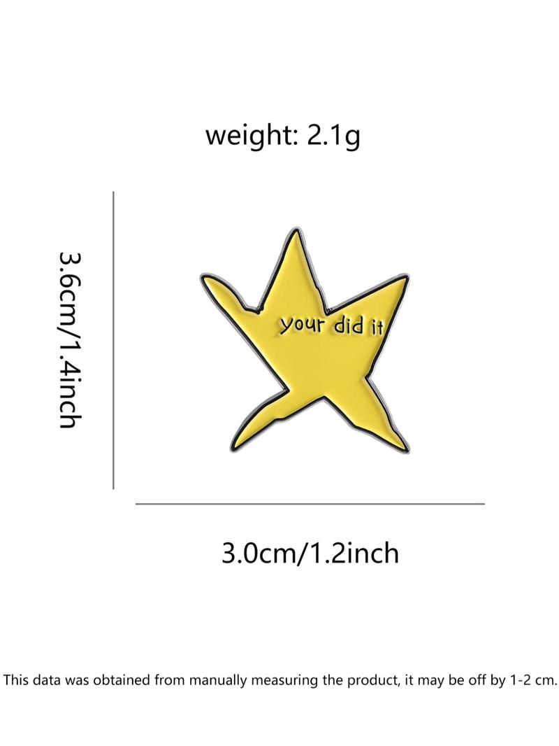 Star Shaped Brooch, Letter Pattern Enamel Pin Hat Pins Suitable for Backpacks, Jeans, Scarves, Hats Decoration, Trendy All-match & Exquisite Brooch for Birthday Gift