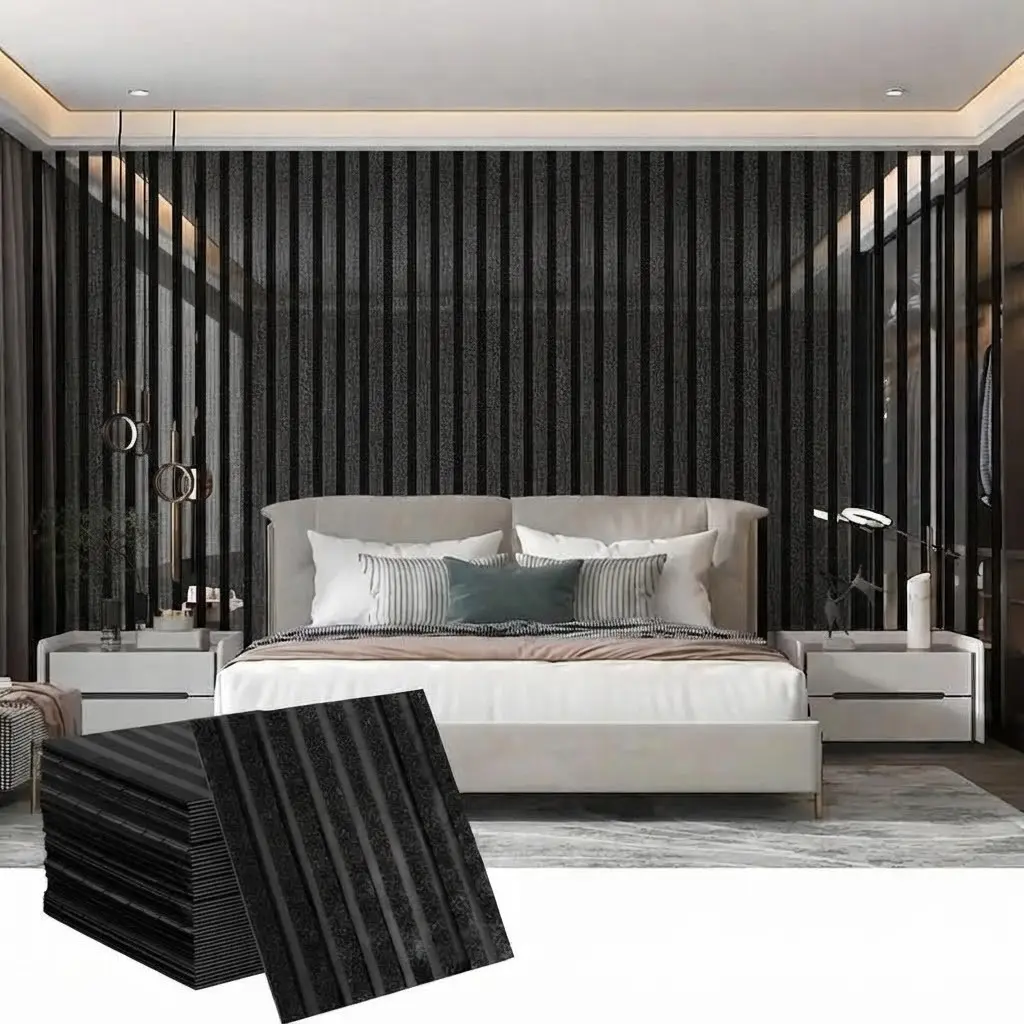 3D Self-Adhesive DIY Wood Grain Wall Panels, 20 Pieces, Mirror Metal Finish, Waterproof, Easy Installation, for Living Room TV Background