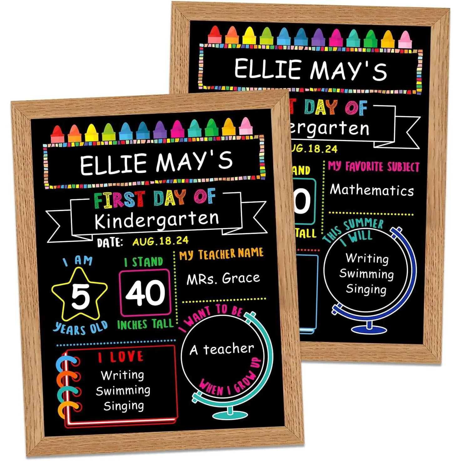 of School Sign Board - 10.3" X 13.2" Double Sided Wooden Frame  of School Chalkboard  -  to School Sign for