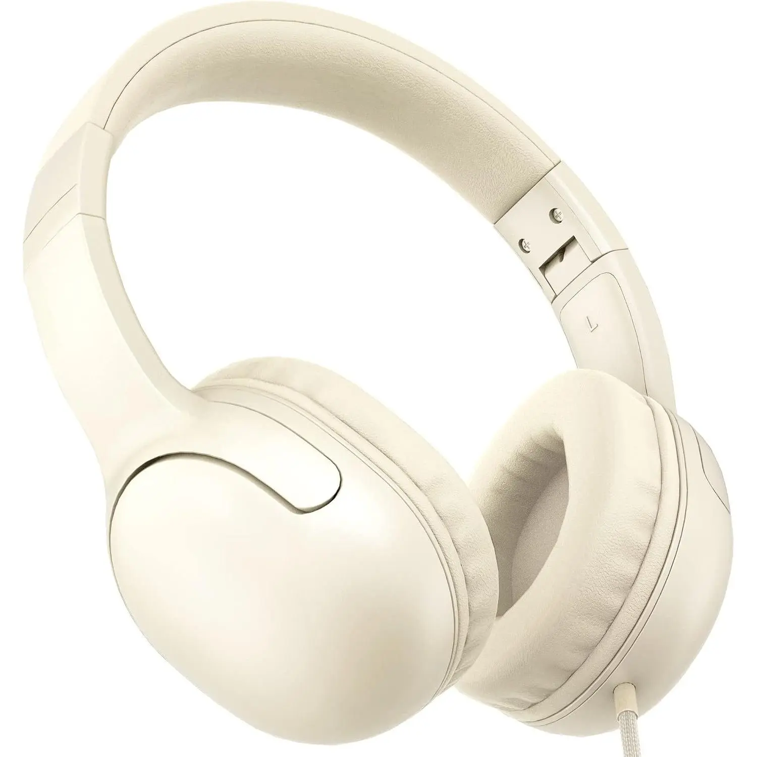 E5 Wired Headphones for  Foldable & 3.5mm Jack  Free Nylon Wire Stereo  Ear Headsets for //School/Tablet/Ipad/Kiddle/Plane (Beige White)