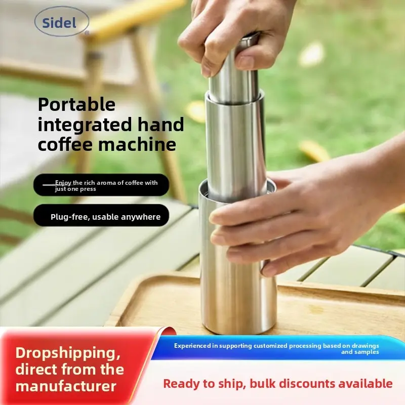 New Popular Global Hand-Press Coffee Maker, Portable French Press, Travel Pour-Over Coffee Pot, Stainless Steel Coffee Extraction Cup, Coffee Maker With French Press