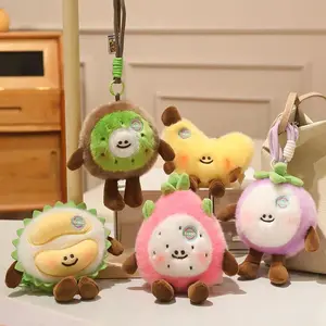 Cute Fruit Plush Keychain Durian Mangosteen Kiwi Dragon Fruit Banana Bag Pendant for Kids Gift for Girls Friends Family Kawaii