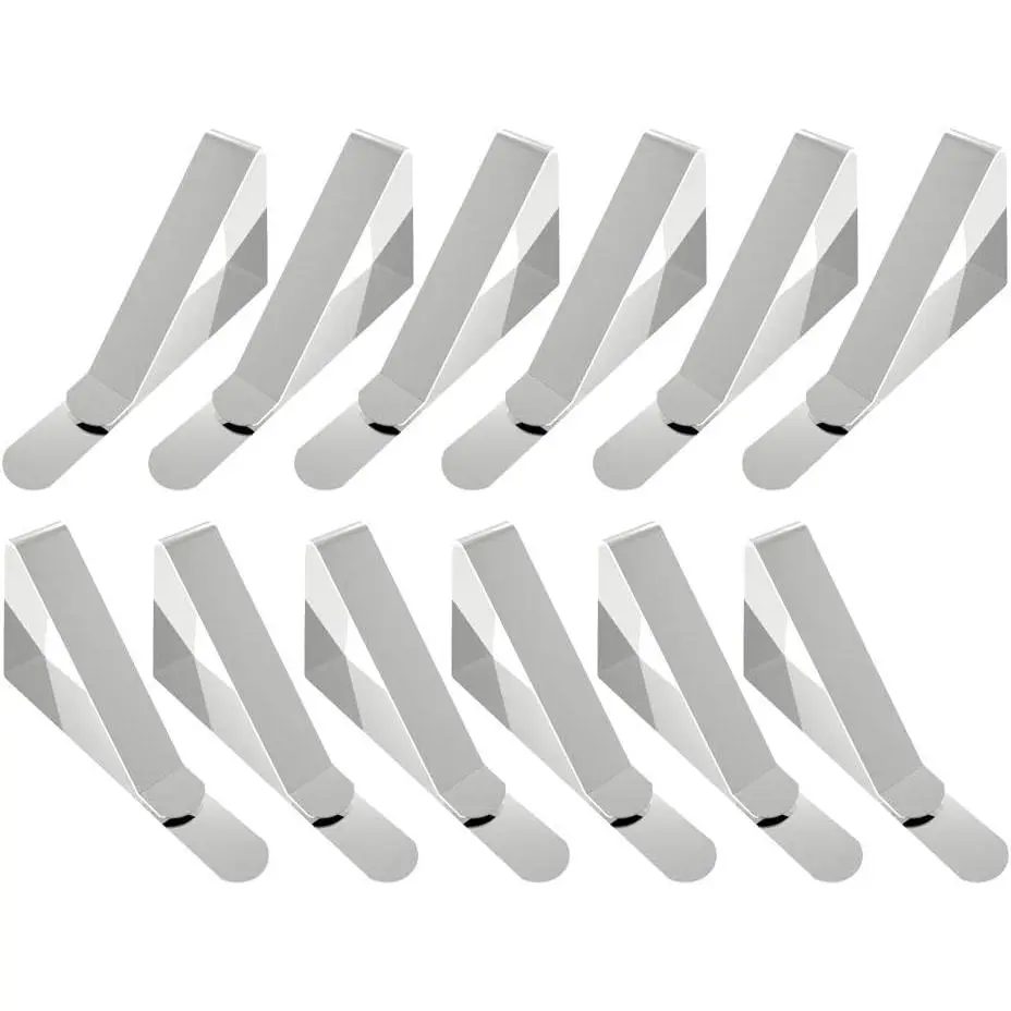 Tablecloth Clips, Picnic Table Clips, Table Cloth Cover Clamp for Picnic Tables Stainless Steel Picnic Table Cloth Holders Table Cover Clips Clamps - 12 Pack