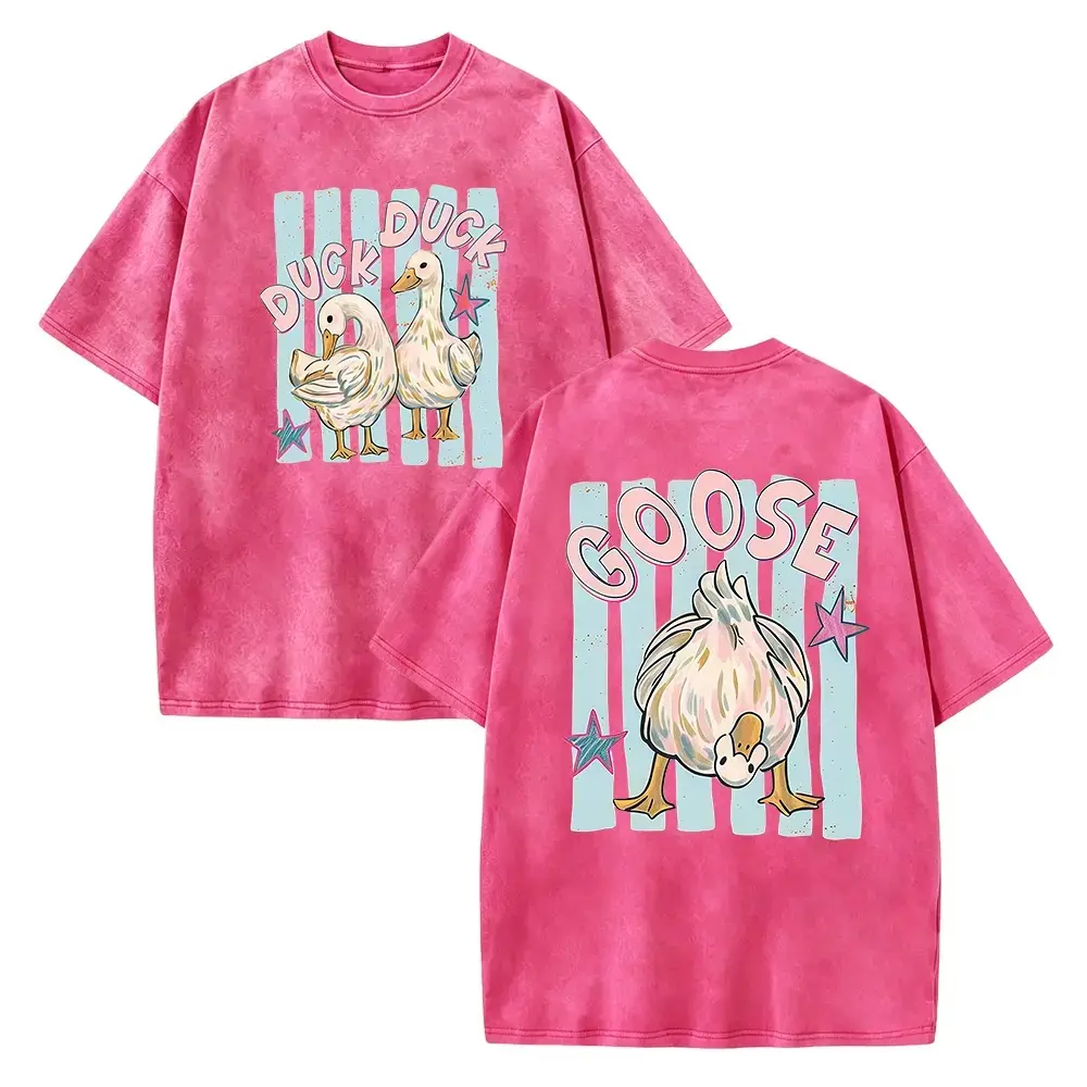 Duck Duck Goose Shirt, Trending Catch Phrase Shirt, Girly Boutique Tee, Brushtroke Duck Graphic,Summer Beach Vintage Tee