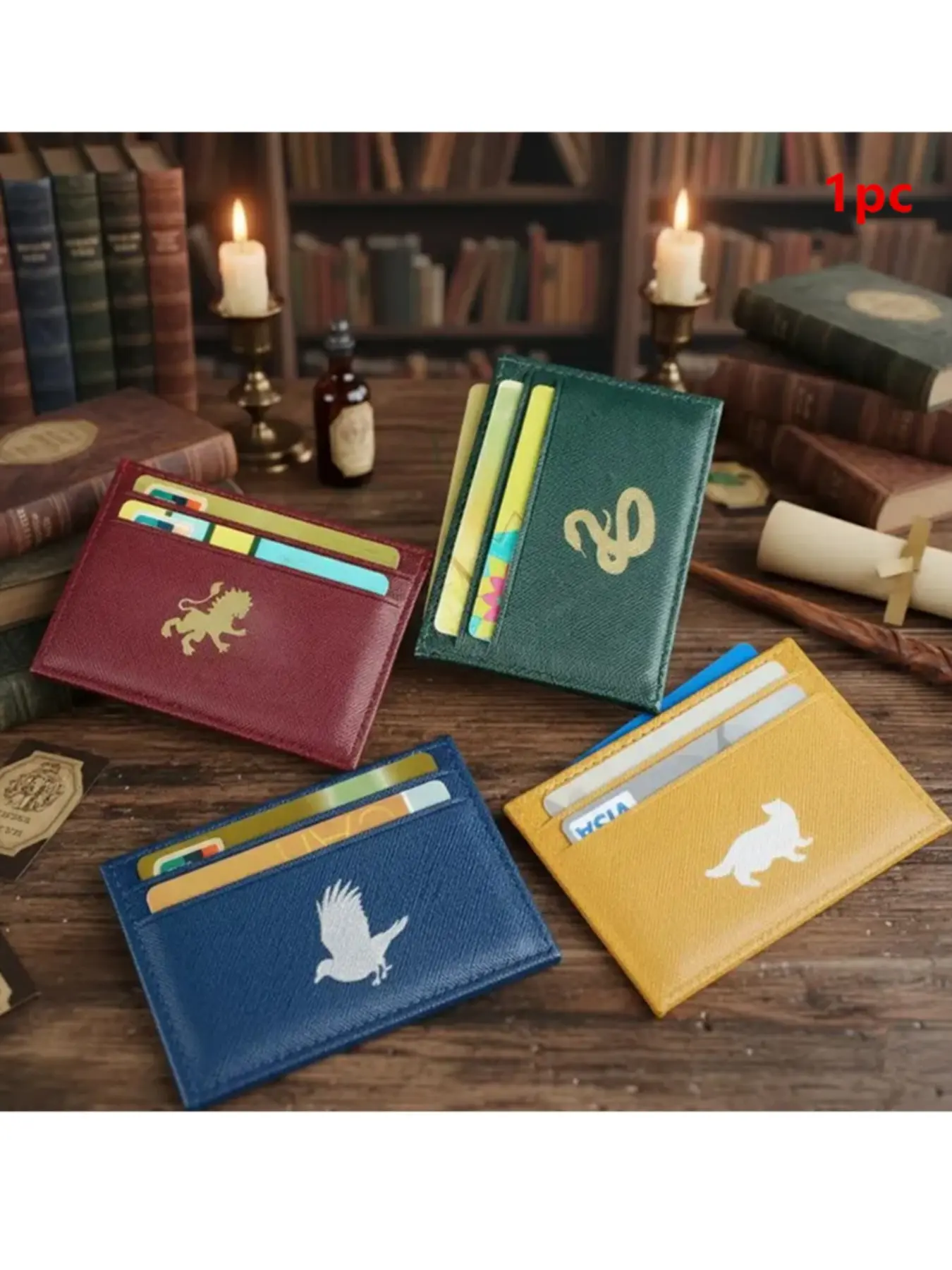 Wizard Houses Card Holder, Personalized PU Leather Wallet, Durable Design, Perfect Gift Idea, Ideal for Daily Use