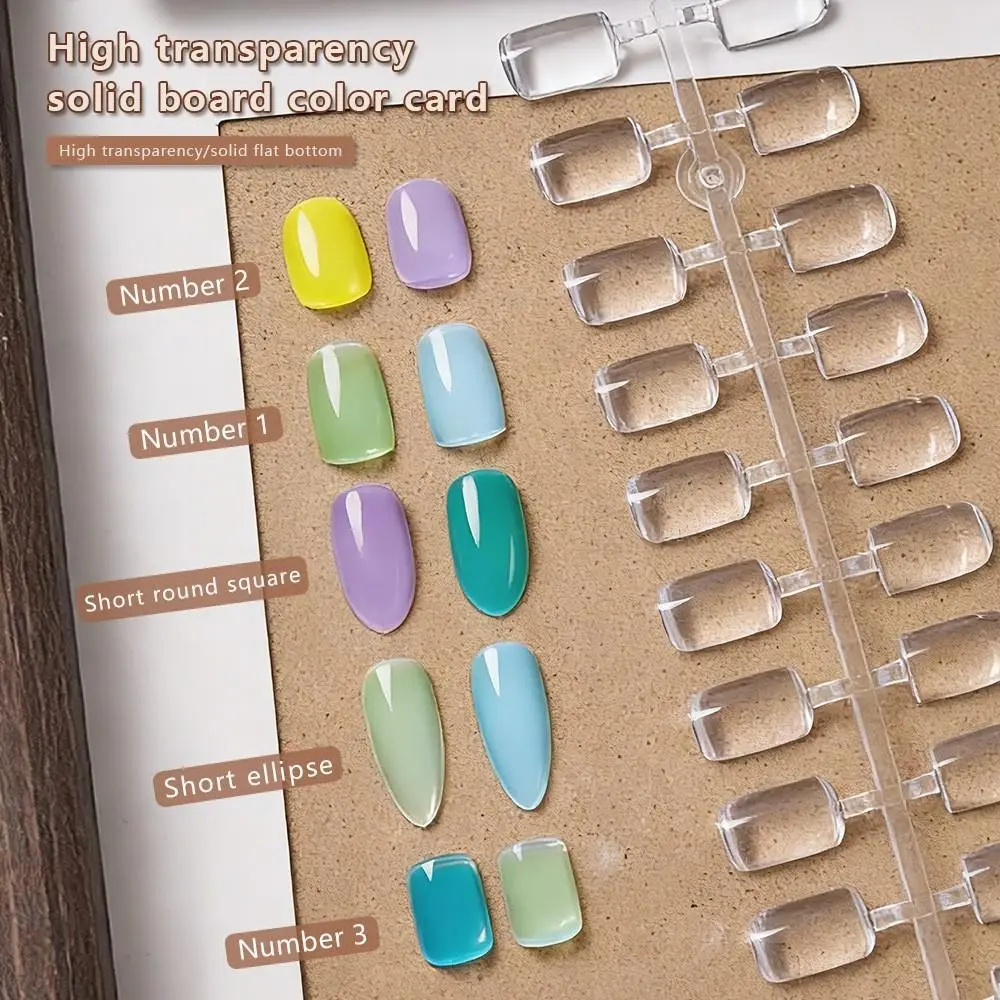 120/240/320 Colors per Set Solid Nail Swatch Sticks, Clear Long Almond & Square Nail Color Display Tips, Professional Nail Polish Practice Swatch Chart for Salon