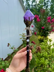 Natural Amethyst Crystal Healing Scepter Wand