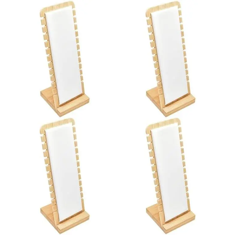 4 Pack  Panel  Necklace Tabletop Display Boards Stand (White)