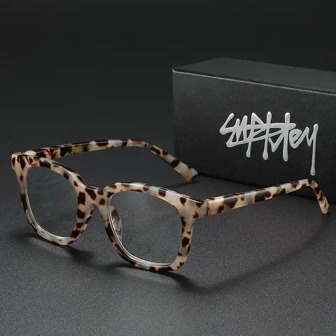 SUPKLEY Leopard Print Anti Blue Light Reading Glasses Square Frame Eyeglasses, Reading Eyewear, Lightweight Durable Glasses, Online Reading/Commuting, Unisex Lightweight PC Material With Multiple Degrees Choose From Brand Packaging Holiday Gifts