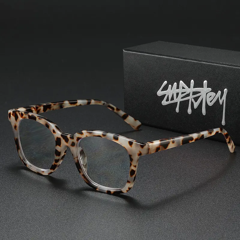 SUPKLEY Leopard Print Anti Blue Light Reading Glasses Square Frame Eyeglasses, Reading Eyewear, Lightweight Durable Glasses, Online Reading/Commuting, Unisex Lightweight PC Material With Multiple Degrees Choose From Brand Packaging Holiday Gifts