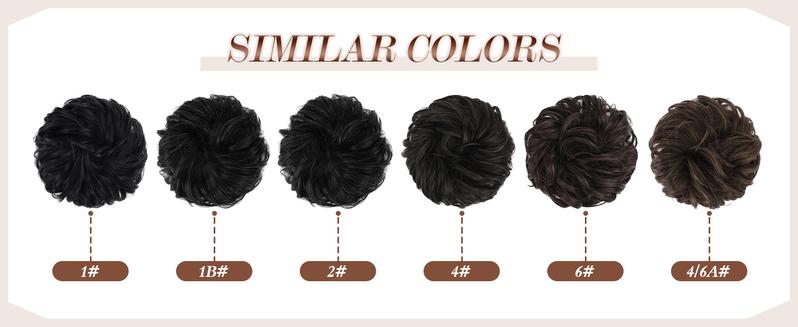 messy bun hair large wavy curly elastic scrunchies ponytail extensions synthetic chignon hairs for women black 1 94oz