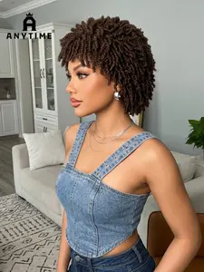 Anytime Short Cornrow Wig, Real African Curl Twist Wig, Elf Short Curly Synthetic Cornrow Wig, 100% Human Hair, Suitable for Women