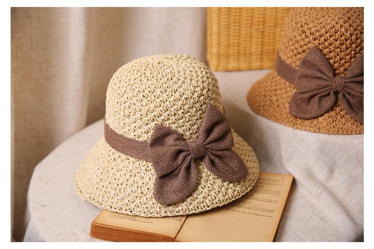 Summer Straw Hat, Multifunctional Vintage Woven Handmade Straw Hat, Foldable And Versatile Sun Protection Hat, With Pleated Bow, Breathable Travel Beach Hat