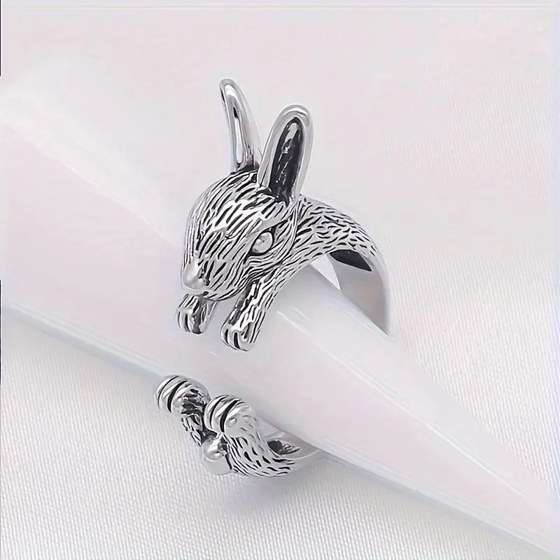 Silver Elegant Rabbit Form Adjustable Unisex Costume Ring, Bunny Charm Jewelry for Women, Daily Wear or Romantic Gift, Engagement Gift Ideas, Unisex Wear, Women's Fashion, Adjustable Size, Engagement Rings, Ring Shape