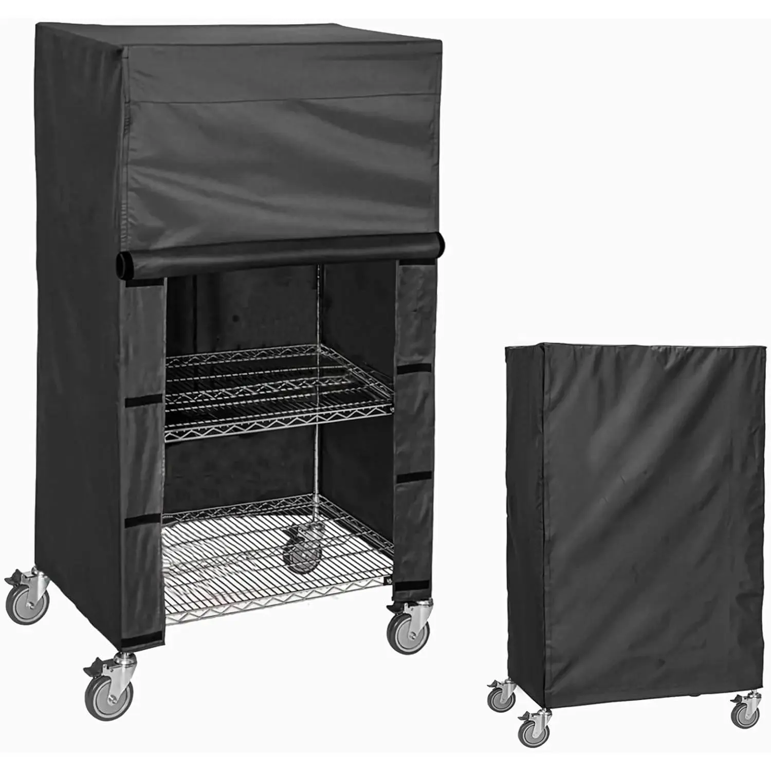 Shelf Cover for Wire Shelving Rack, Fits 30"x14"x62" Storage Rack, Waterproof Dust Shelving Cover, Roll-Up Door with Nylon Buckle Straps, for Rack in Garage, Pantry (No Shelves)
