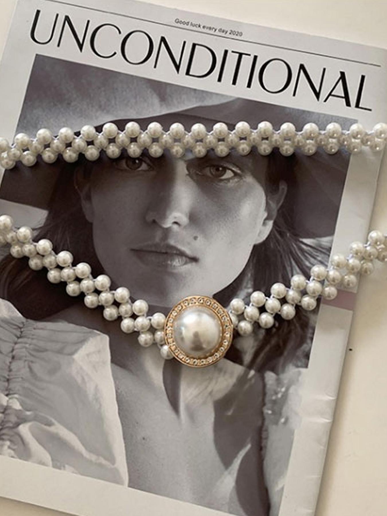 Faux Pearl-Decorated Waist Belt, Women's Fashion Dress Belt, Elegant Beaded Belt for Casual and Party Wear, Exquisite Jewelry Gift for Birthdays, Waistband Buckle, Belt with Buckle