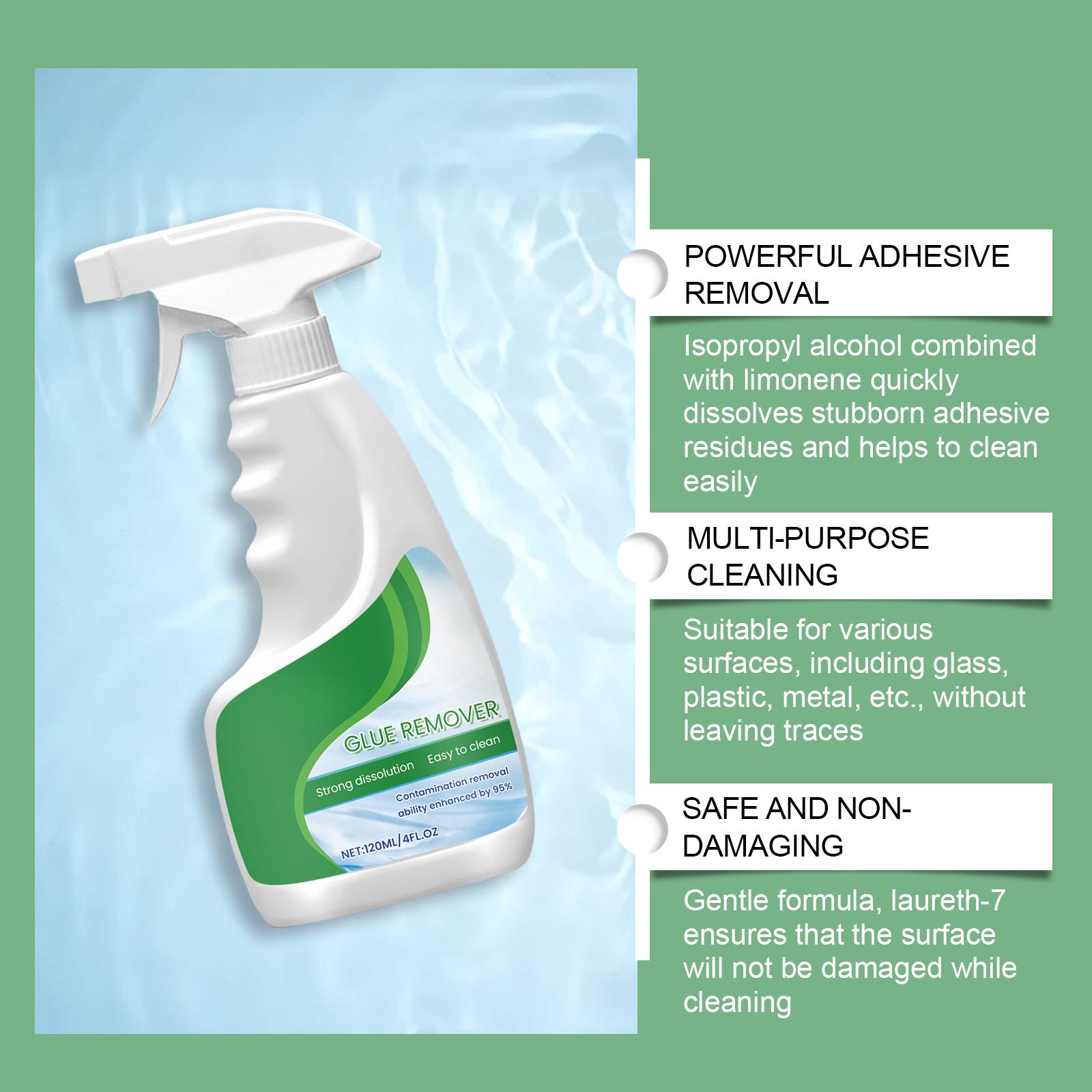 Adhesive Remover Spray for Home Glass Window Sticker Residue Cleaner Multi Surface Glue Remover Odorless Fast Acting Spray Bottle