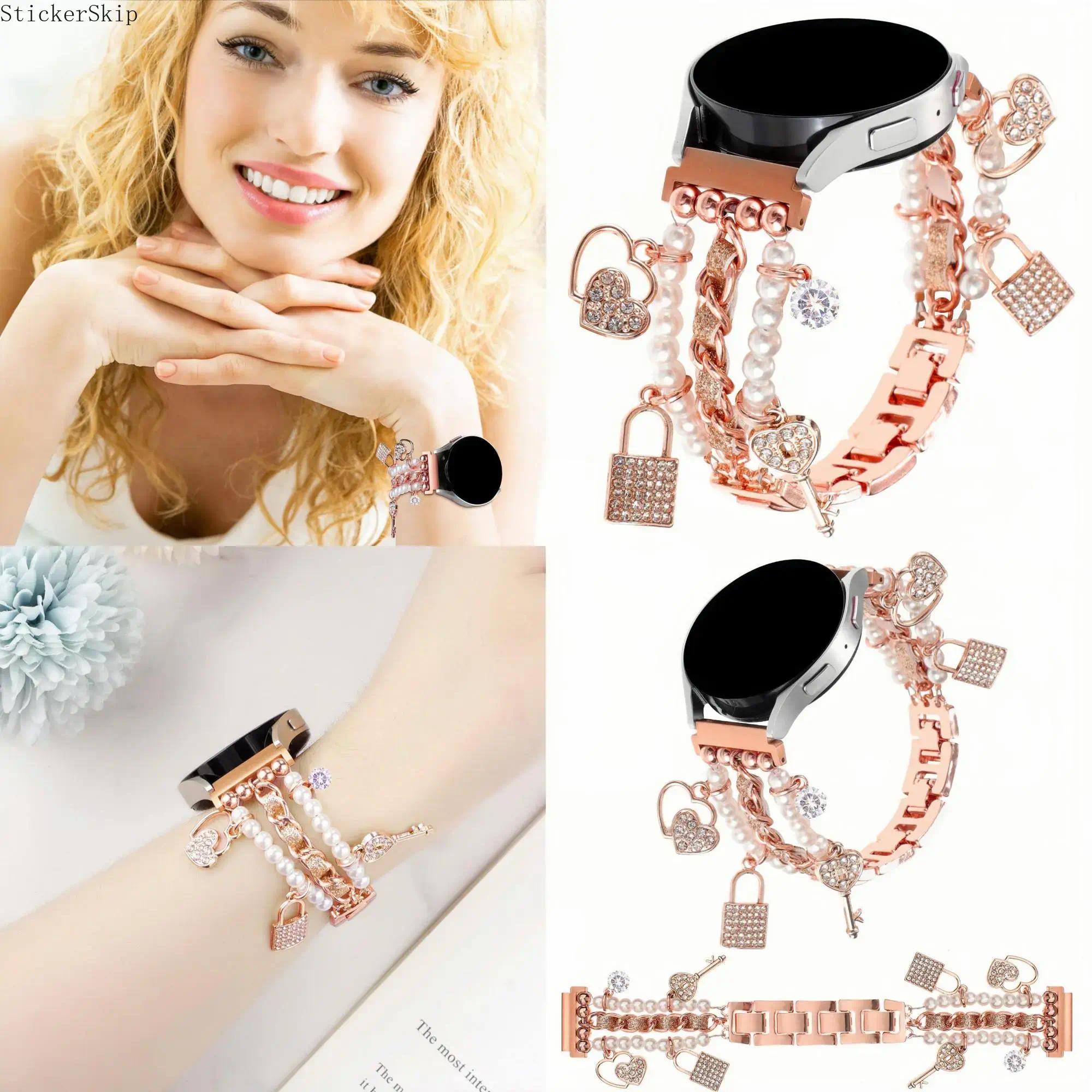 2026 Trendy Pearl & Rhinestone Samsung Galaxy Watch Band – Elegant Jewelry Style Strap Compatible with Watch 7/FE/6/5/4 (40/44mm), Classic, 5 Pro & Active 2, Shiny Adjustable Bracelet for Women, Party, Daily Wear & Gift