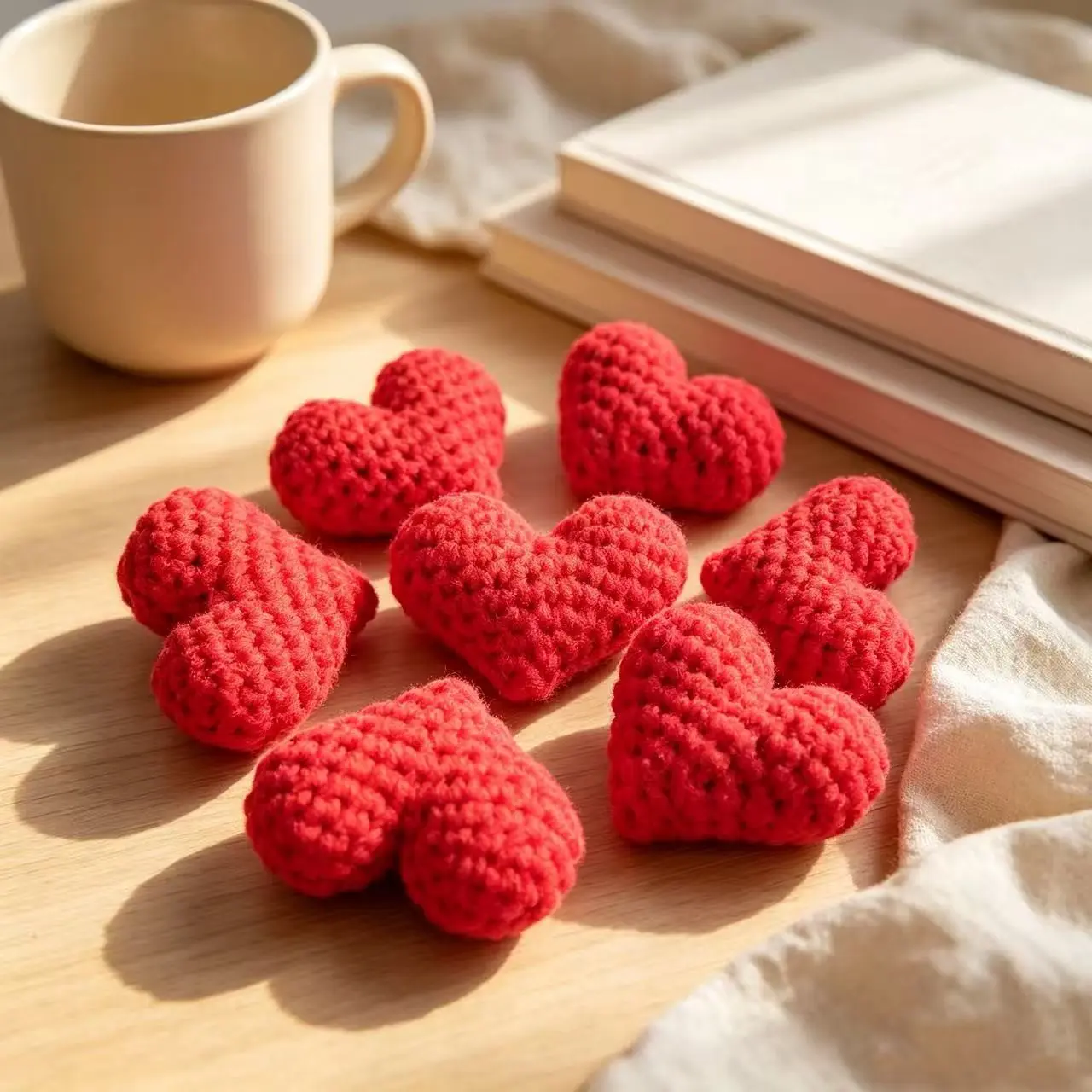 10 Handmade Heart Crochet Ornaments, Yarn Accessories for Clothing Shoes Socks, Decorative Hanging Items, Festival Gifts