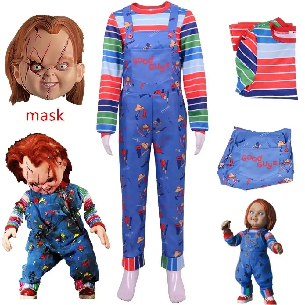 Chucky Cosplay Costume Movie Chucky Costume Shirt Pants Suit Halloween Carnival Party Horror Clothing for Man Woman