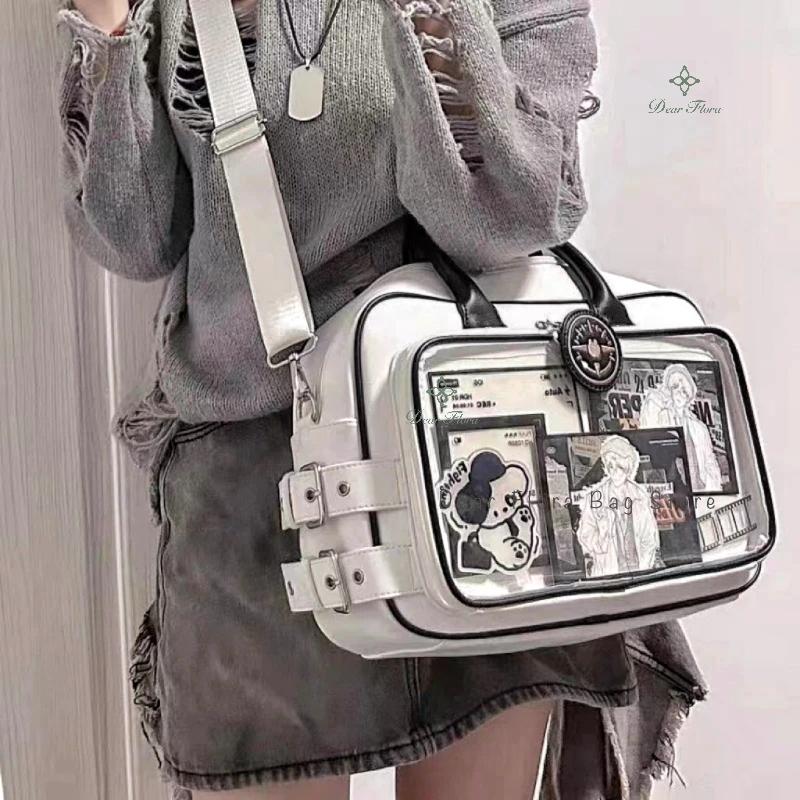 Y2K Cute Lolita Ita Bag Kawaii Girls Transparent Messenger Bag Large Capacity Shoulder Crossbody Bag DIY Display Casual Handbags