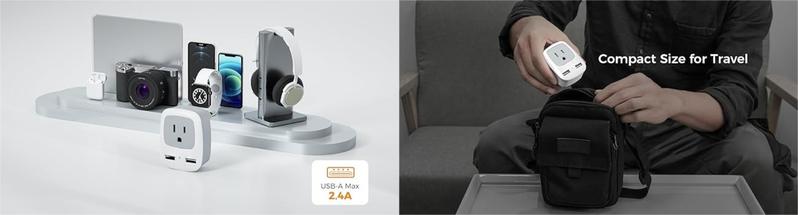 F-APT22  European Travel Plug Adapter, Europe Power Adaptor with 2 USB Ports, International Type C Outlet Charger for US to Most of EU Iceland Spain Italy France Germany