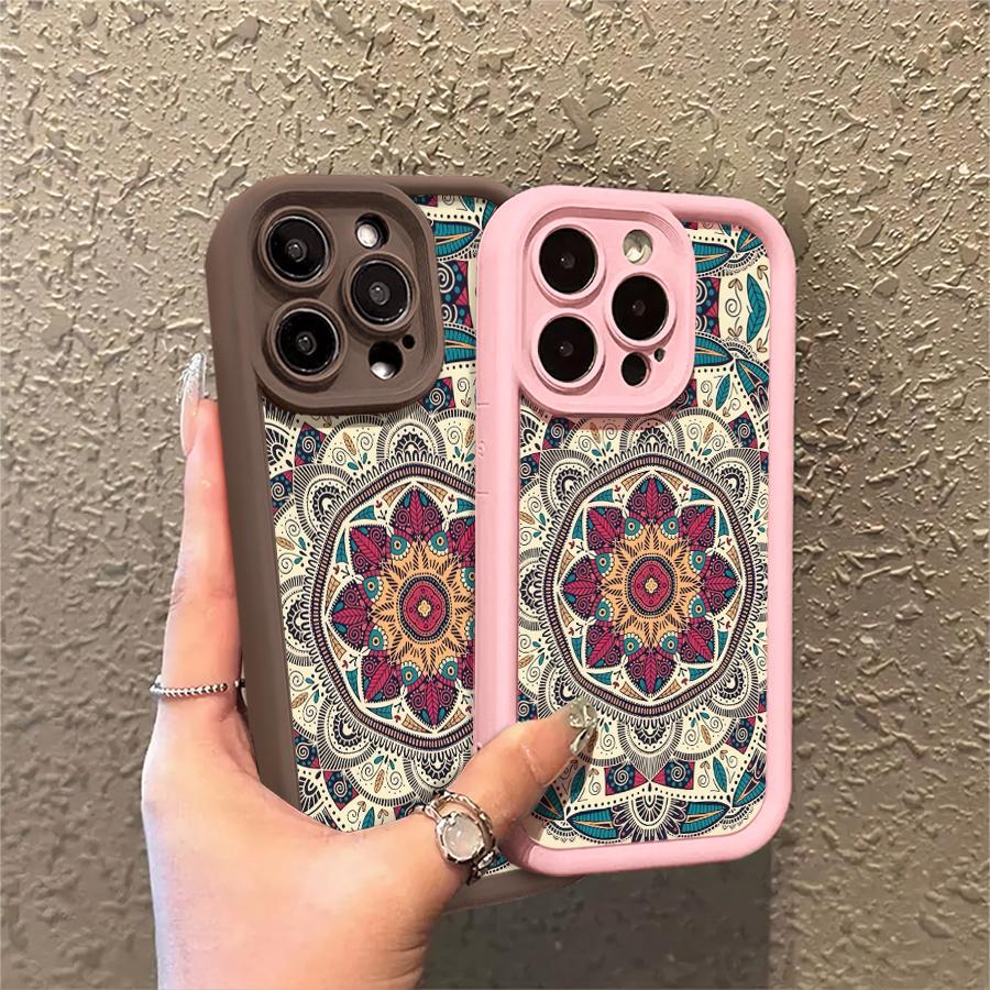 Mandala Pattern Phone Case Suitable for Apple iPhone 17 E Air Pro ProMax iPhone16 15 14 Plus 13 12 Mini 11 X XS XR Shock Proof All Inclusive Lens Protection Vintage Exquisite Can be given to friends