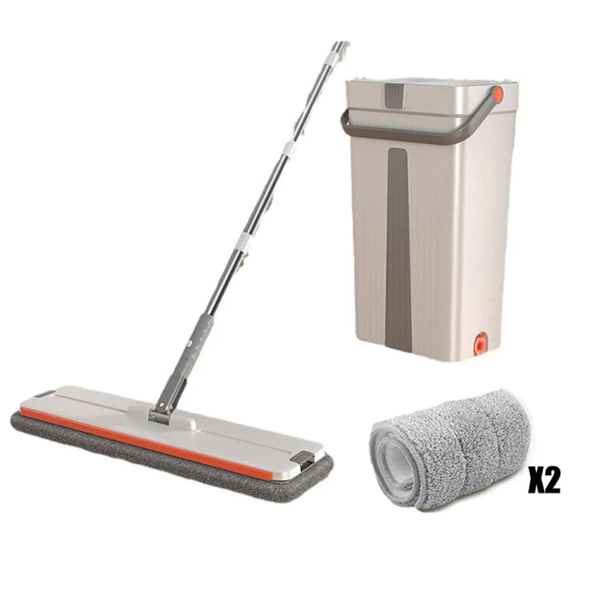 Hands-free Scrub Mop, 1 Set Dry & Wet Cleaning Mop, Including 1 Mop & 1 Bucket & 1 Mop Cloth, Household Cleaning Tool for Home Kitchen Bathroom