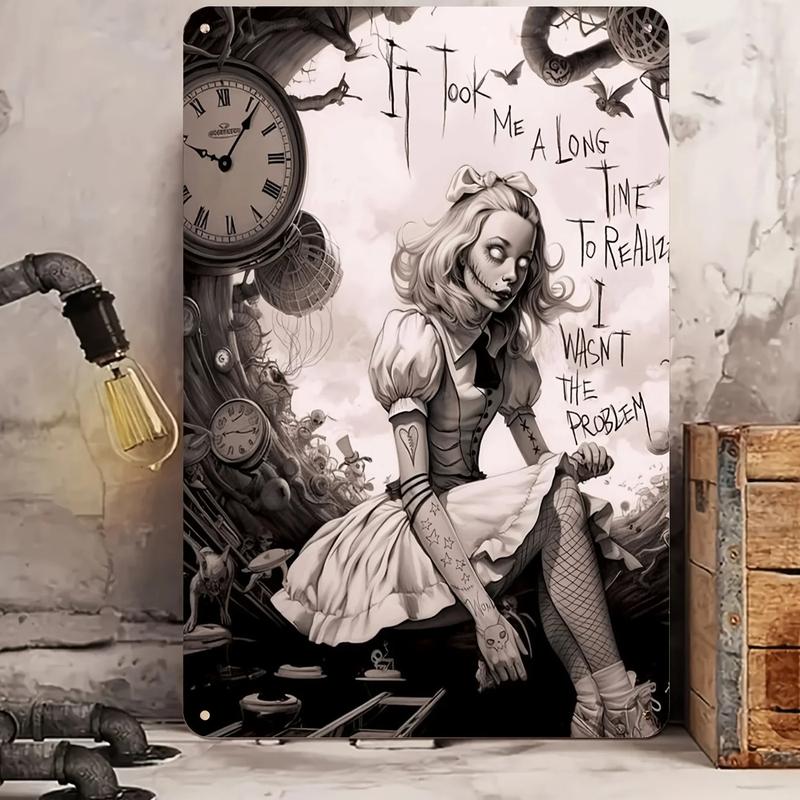 Vintage Alice in Wonderland Pattern Sign, Creative Wall Art, Wall Decor for Home Living Room Bedroom, Room Decor, Home Decor, Ornaments