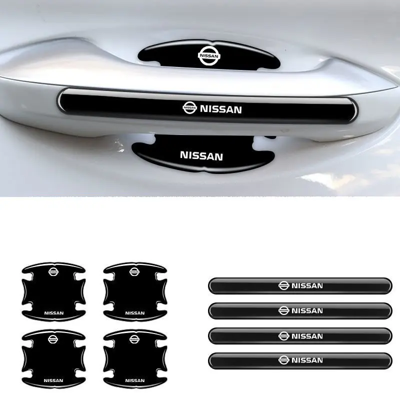 Car Door Handle Protective Sticker Wear Resistant Scratch Resistant Black Protective Strip Car Door Trim Sticker For Nissan Qashqai, X-Trail, Note, Juke, Sentra, Patrol, Almera, Navara, Leaf