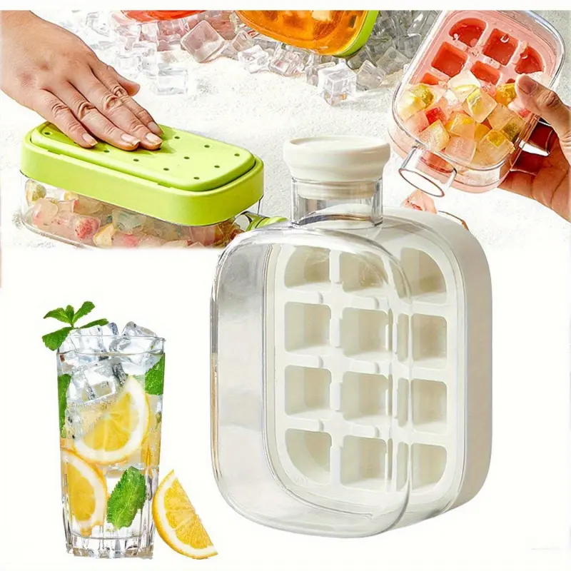 2 in 1 No Touch Quick Fill Ice Water Bottle Press Lid Cooling Cup for Drinks Coffee Summer Cute Fashion Ice Maker Kitchen Gadgets Kitchenware