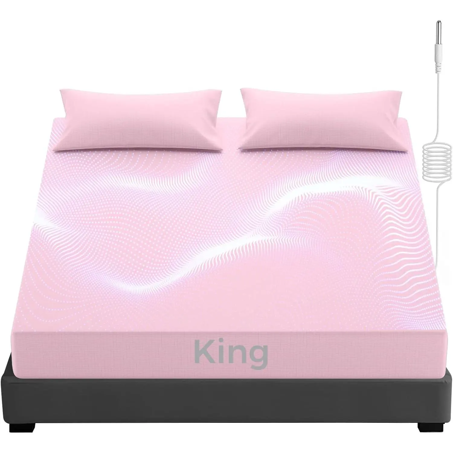 Grounding Fitted Sheet King Size, 95% Cotton 5% Pure Silver Fiber, Conductive Earthing Bed Sheet with Grounding Cord for Better Sleep, Pink