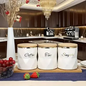 Elegant Ceramic Storage Jars Set, Moisture-Proof Tea Coffee Containers, High-Quality Jewelry Box, Ideal for Weddings & Parties