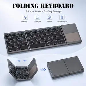 Foldable Wireless Keyboard with Touchpad, Ultra-Thin Portable Battery-Powered, Compatible with Android Windows iOS Tablets Laptops