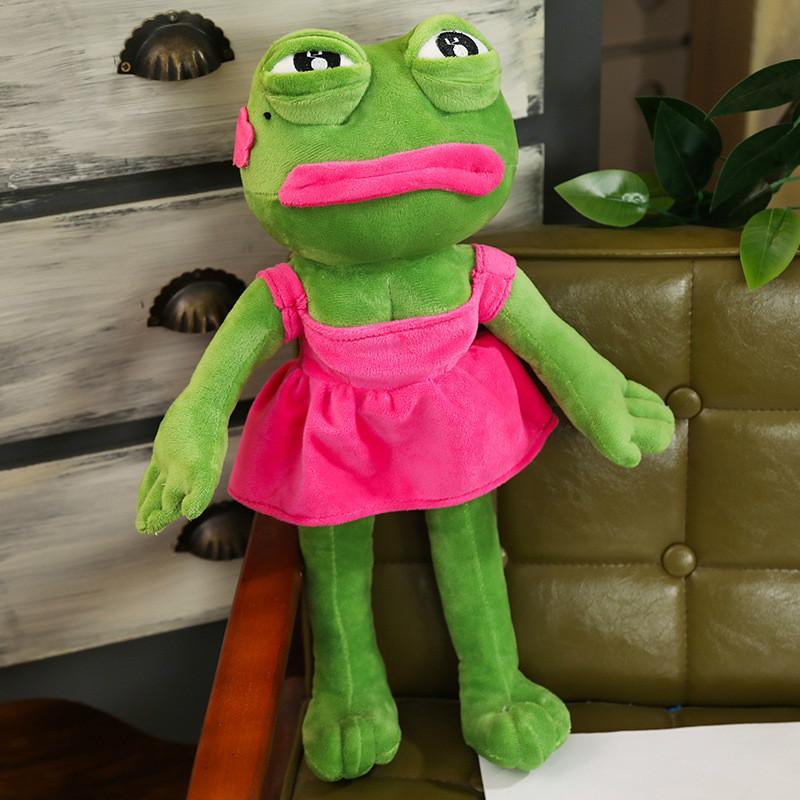 Pepe the Frog Plush Soft Sad Frog Meme Stuffed Doll Cute Internet Sensation Plushie Gift for Meme Lovers Kids