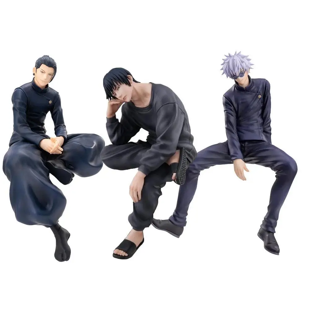 JJK Anime figures Gojo Satoru Geto Suguru figure Fushiguro Toji sitting posture Doll PVC Model Toys Adult Collection Statue gift