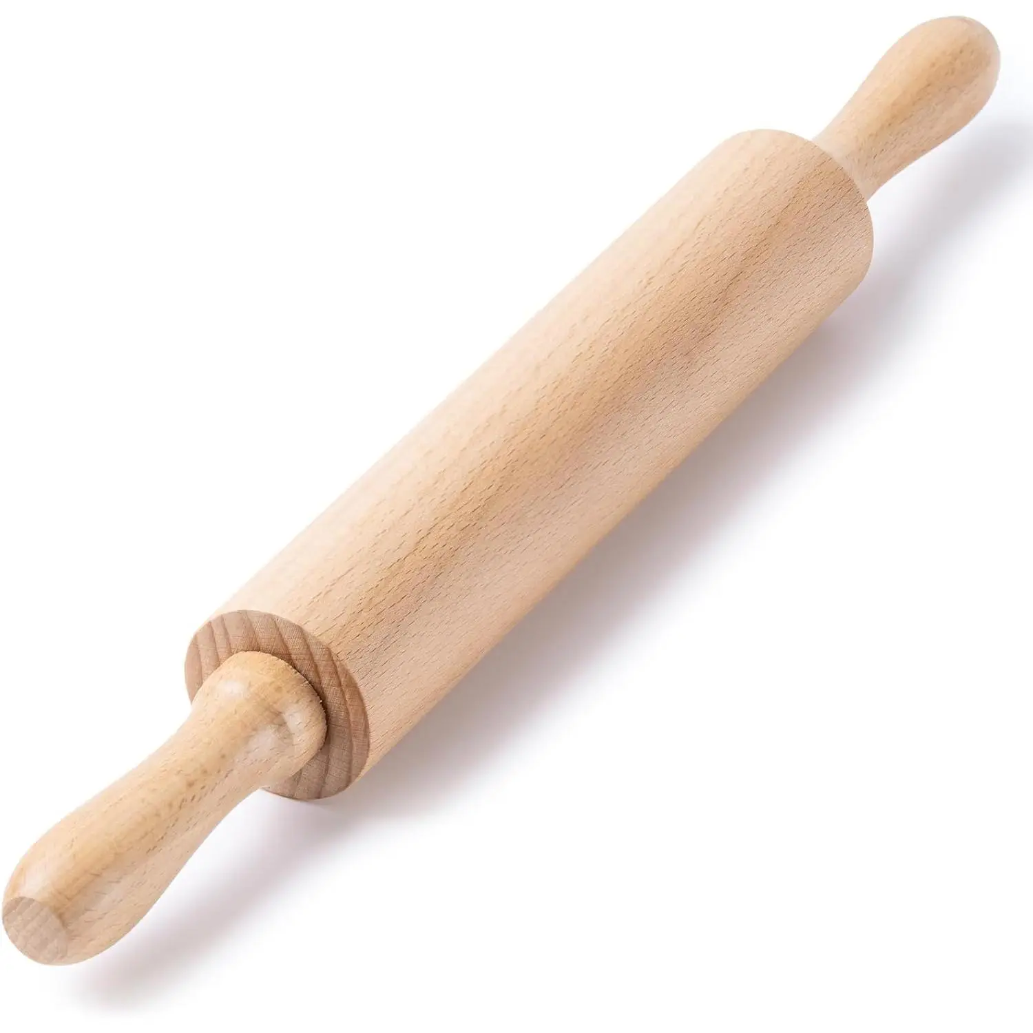 Rolling Pin for Baking, 15.75" Wooden Dough Roller, Light Yellow | Classic Nonstick Roller,  Handles, for Pizza,Pie,Pastry, Cookies, Fondant, Practical Daily Kitchen Baking Essentials