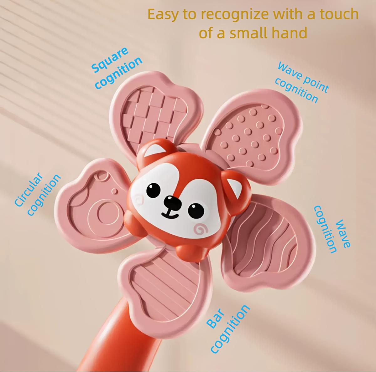 Children's Room Toys: Portable Suction Cup Windmill Toys, Manual Rotating Animal-Shaped Toys, Sensory-Motor Development Toys for Feeding & Travel