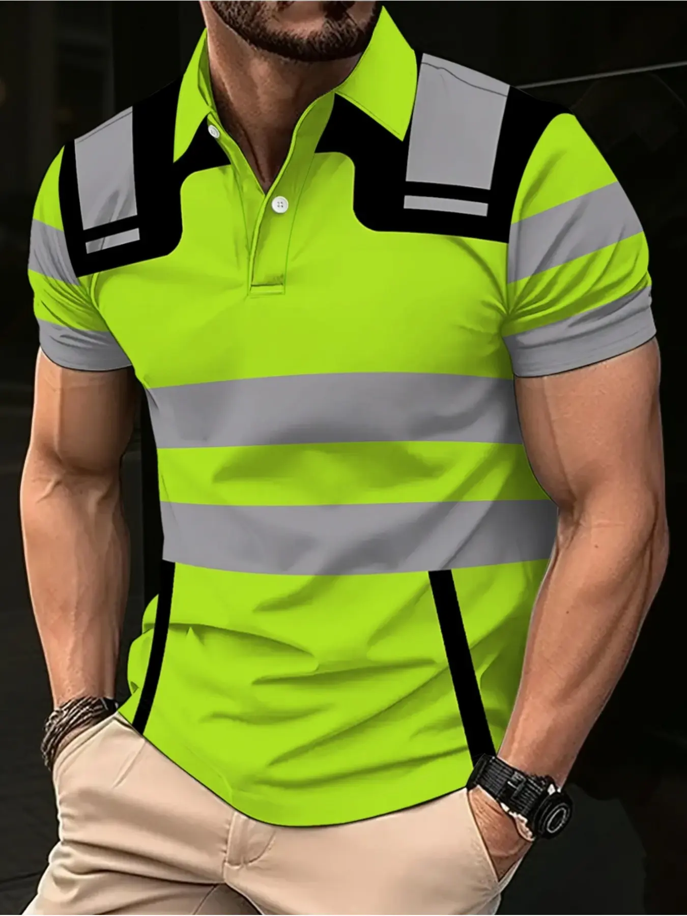 Men's Work Polo Shirt, Summer Polo, Casual Polo, Safety Jacket, Industrial Workplace Transport Worker Short-Sleeved Workwear, Menswear