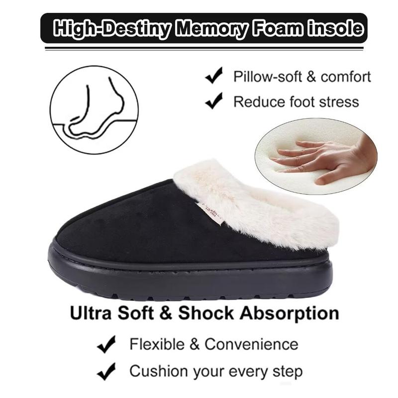 Women's Fluffy Winter Slippers Soft And Warm Durable Upper Indoor Outdoor Anti-slip EVA Sole Easy To Wear Black Suede Footwear