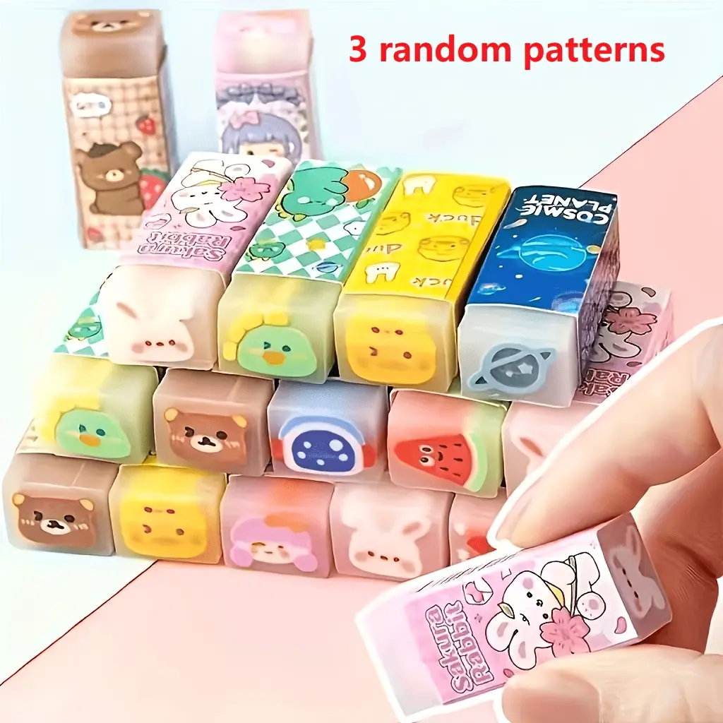 A set of 3 random patterns, cute cartoon sandwich shaped erasers, perfect as a school reward. They are perfect for painting and cause minimal confusion when used in the office