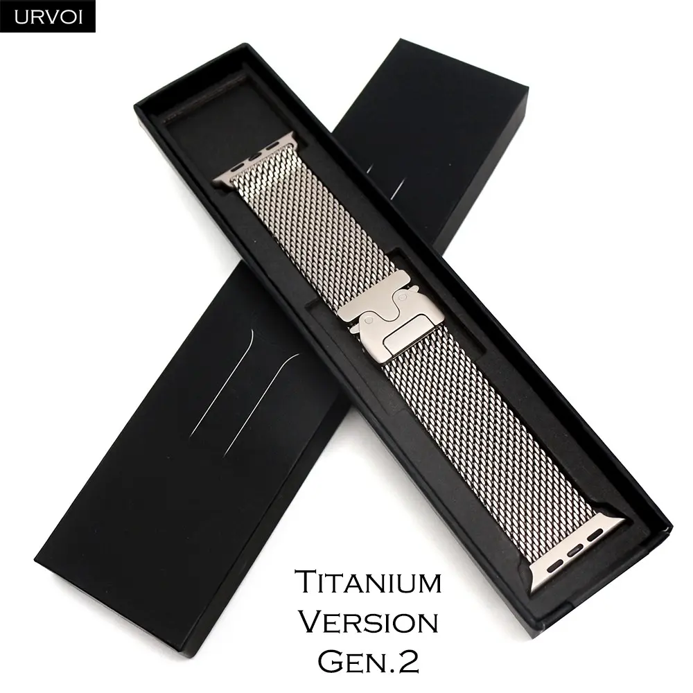 URVOI Titanium Milanese loop for Apple Watch Ultra 3 2 1 Natural Black band DLC coating Durable mesh strap parachute buckle gen.2