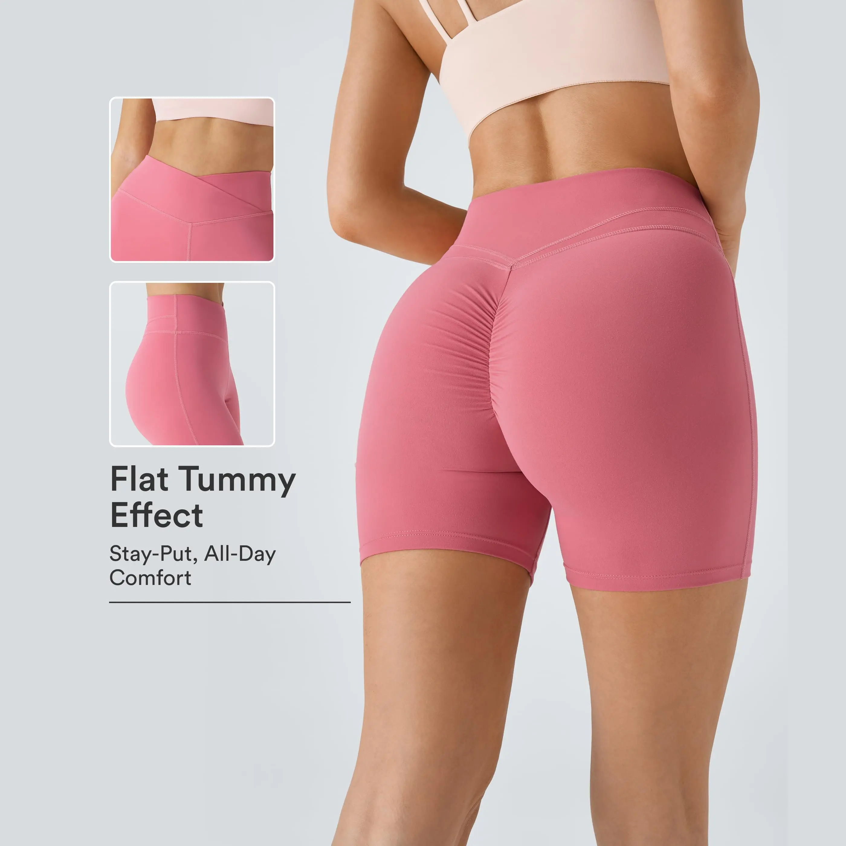 Halara Softlyzero™ Plush High Waisted Crossover Ruched Yoga Shorts 5''