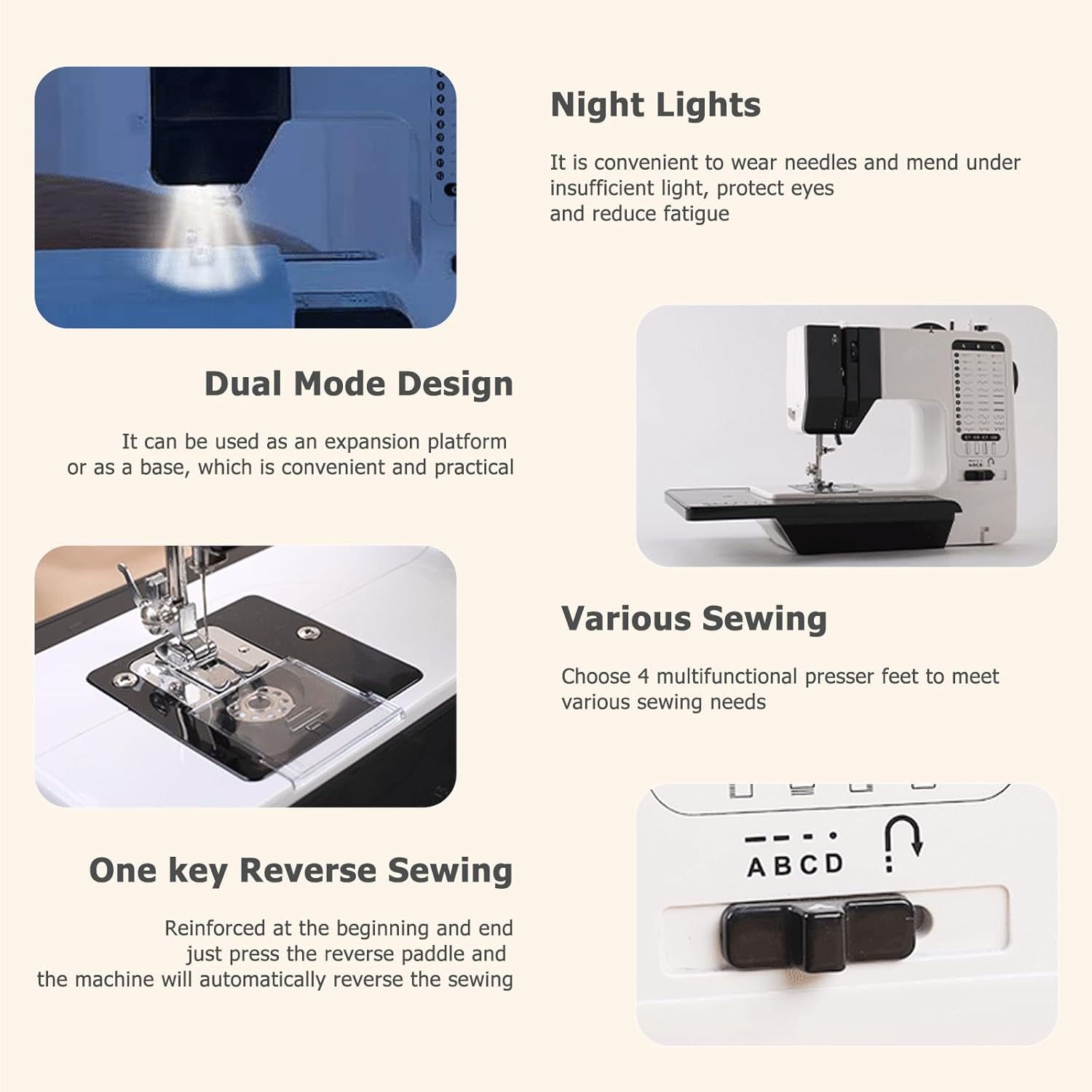 Portable Sewing Machine, Household Sewing Machine with 38 Sewing Functions, Sewing Machine with Extension Table, Foot Pedal & Accessories Set